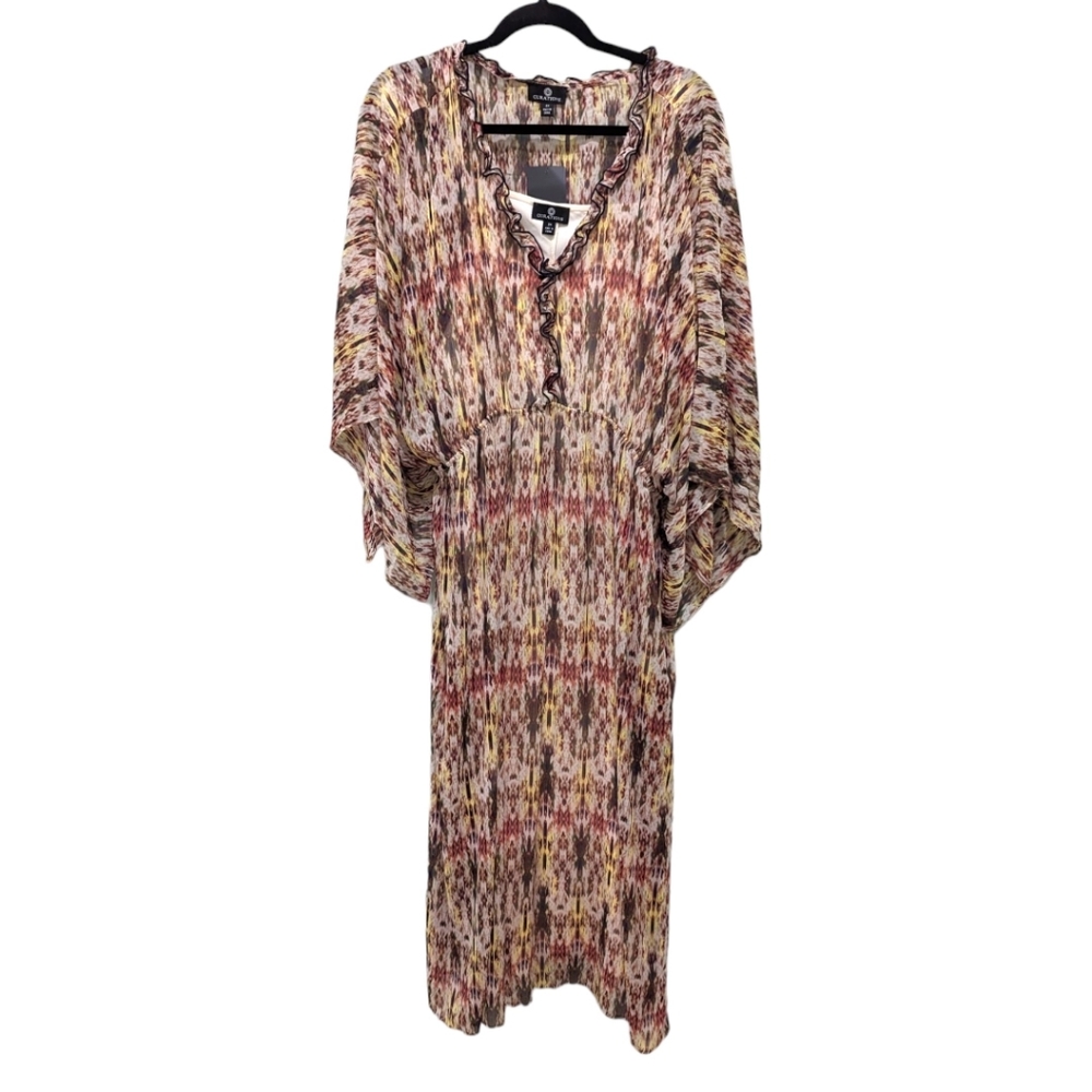 Curations‎ Boho Chiffon Midi Dress with Slip Sz  2X